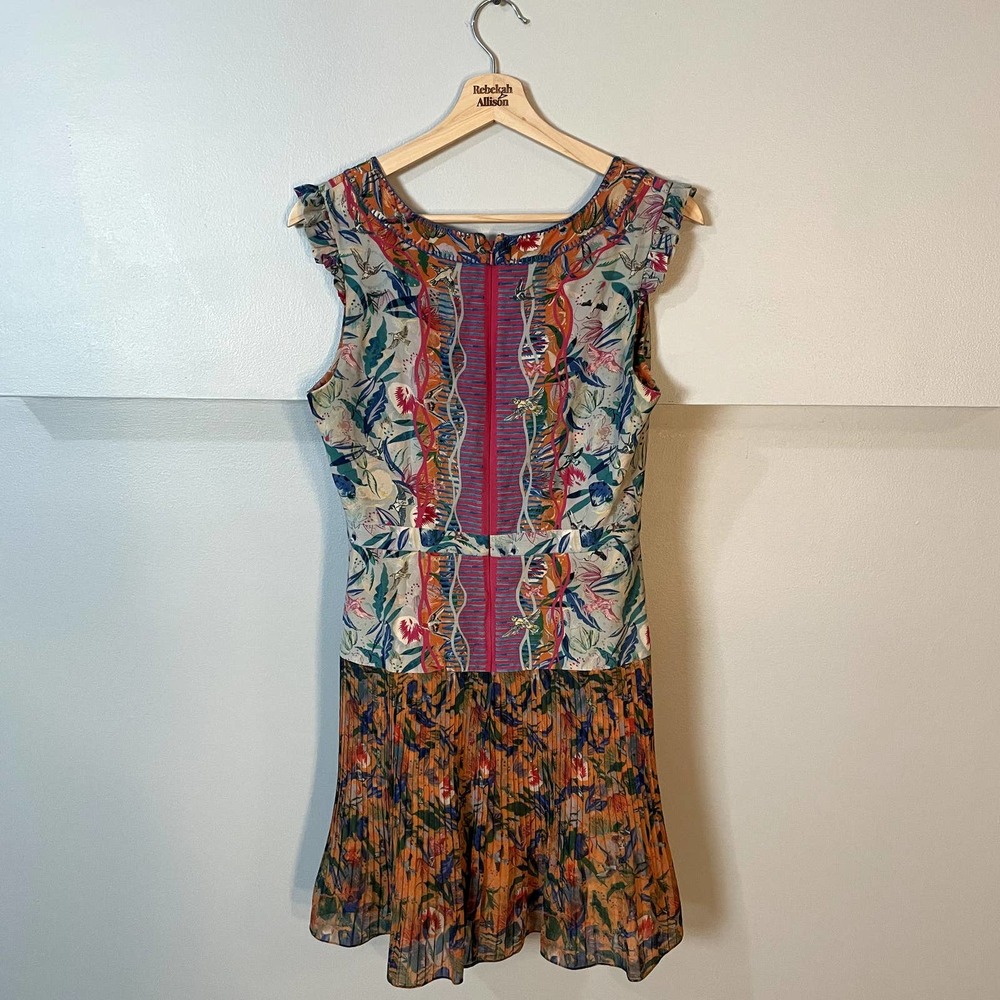 SALONI Elodie Lunar Flight Dress Pleated Floral Tropical Dress Size 6 - Picture 12 of 16